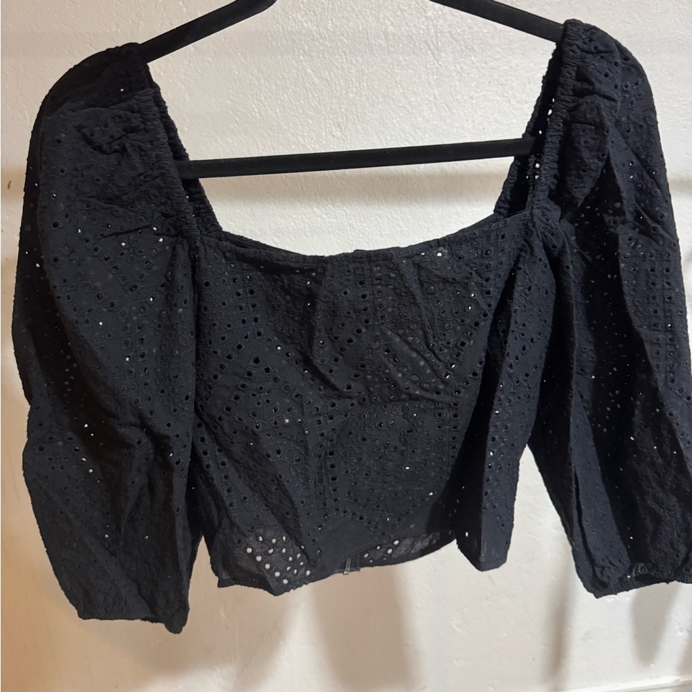 Socialite Black Eyelet Blouse